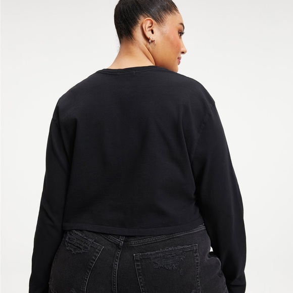 NWT Good American COTTON CROPPED LONG SLEEVE, Color: BLACK001, size 2XL - Picture 5 of 13
